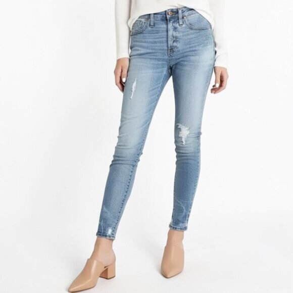 Madewell Denim - Madewell 9" High-Rise Skinny Jeans Destructed Hem Light Wash 25 Kaihara